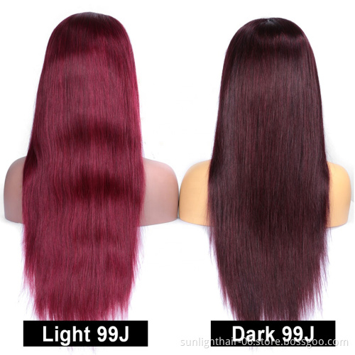 Superseptember red human hair wig body Silk lace frontal vietnamese hair body wave transparent red wigs human hair lace front